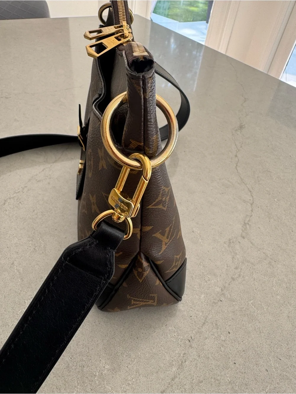 Louis Vuitton Odeon PM Monogram Canvas Shoulder Bag with Black Trim